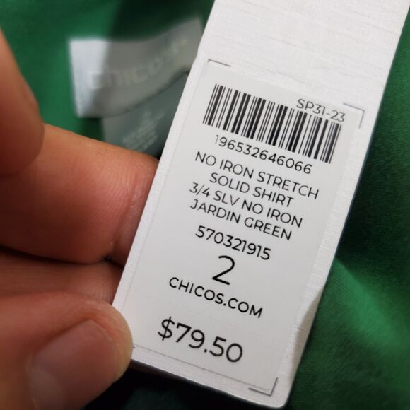 Chico's No Iron Stretch Solid Shirt Size Large NWT Reg $79.50 - Picture 7 of 10